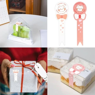 Rightfeel.th 100pcs สติกเกอร์แถบยาวสติกเกอร์ทําด้วยมือ, Self-Adhesive บรรจุภัณฑ์ปิดผนึกป้ายสําหรับบิสกิตเค้กเบเกอรี่ตกแต่ง,กล่องซีลใหม่