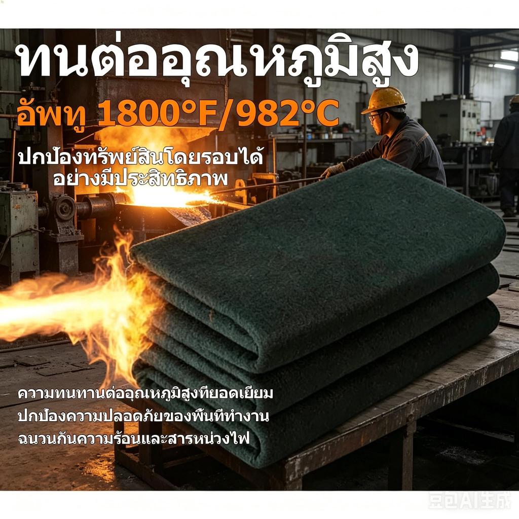 ผ้าห่มกันไฟทนอุณหภูมิสูง 982°ค ฉนวนกันความร้อนกันไฟ ขนาดมาตรฐาน