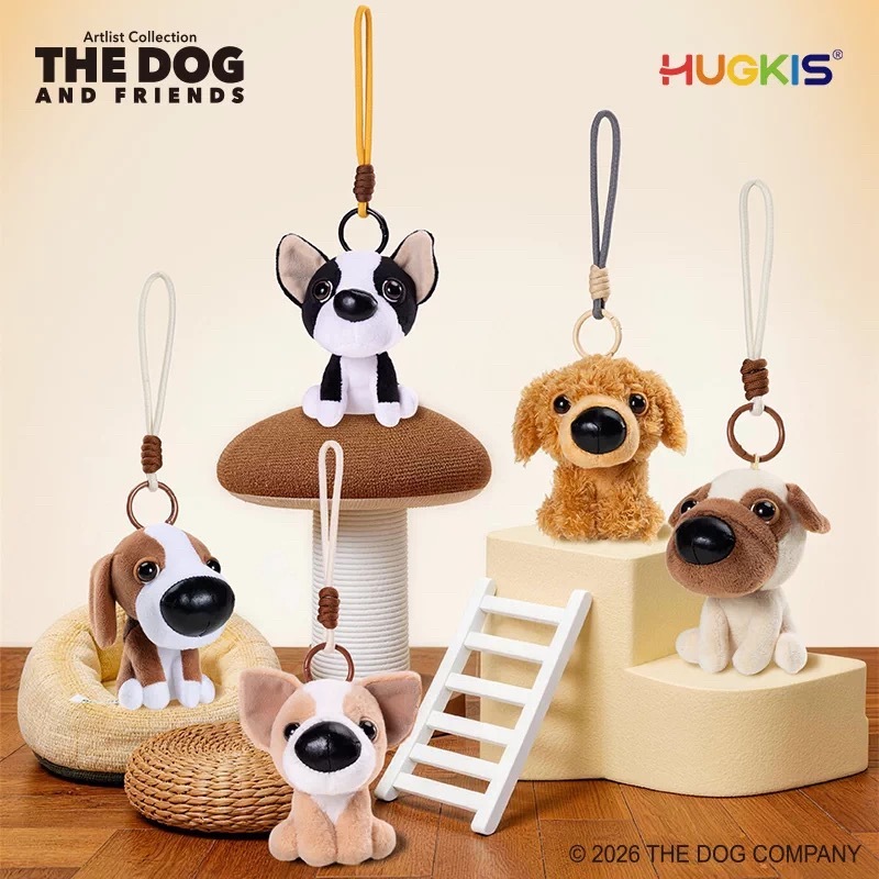 [ของแท้] HUGKIS x THE DOG Big Head DOG Lying Posture Series จี้ตุ๊กตาน่ารัก Beagle French Bulldog Poodle ตุ๊กตาลูกสุนัขพวงกุญแจกระเป๋า Charm ของขวัญ