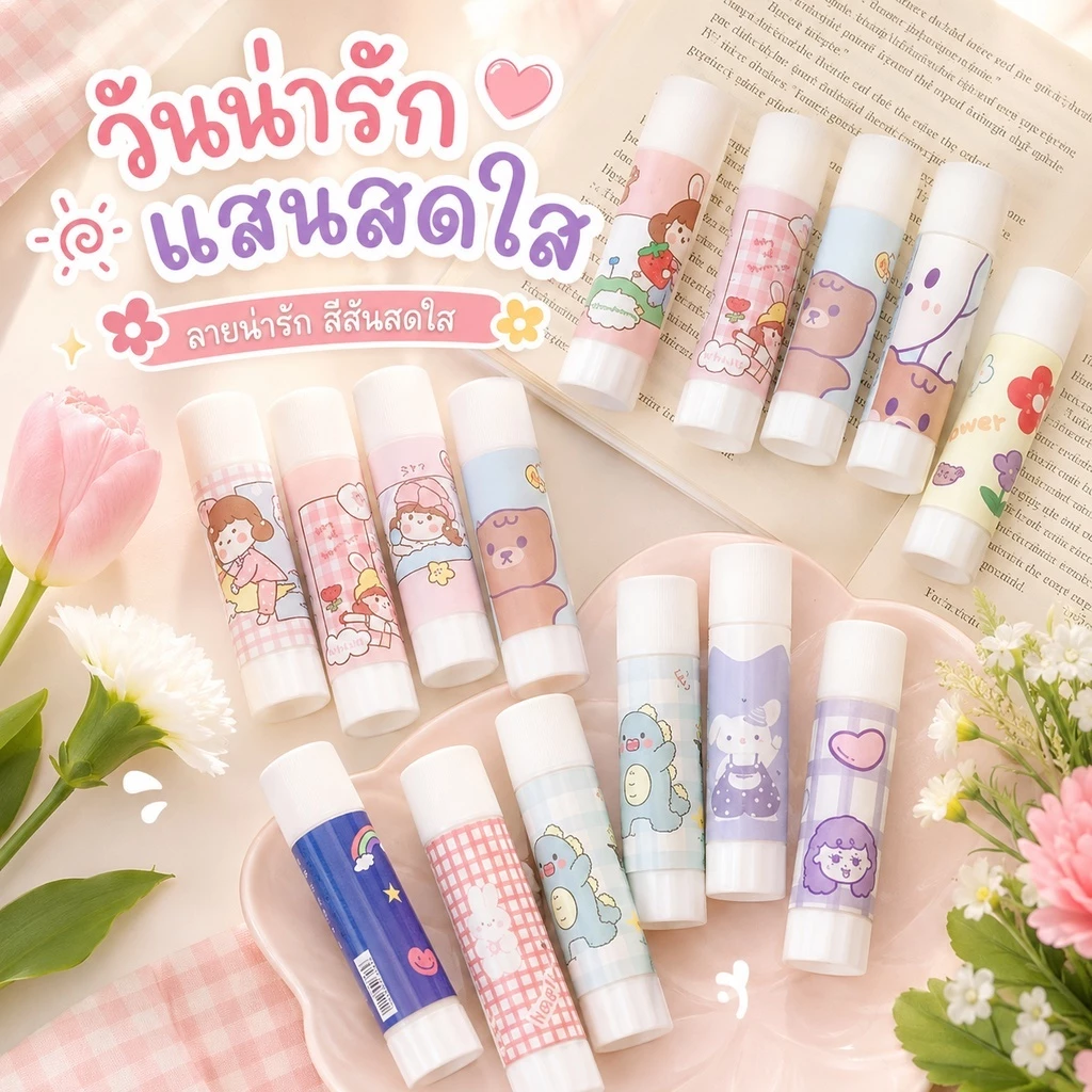 กาวแท่ง ปากกากาว กาวใส กาวติดกระดาษ ลายน่ารัก เครื่องเขียนนักเรียน A00042