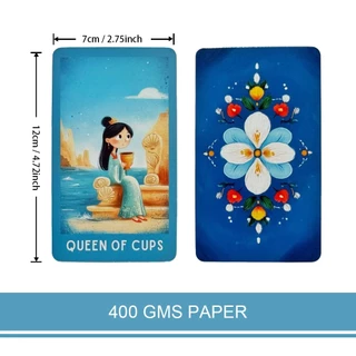 Easy Flow Tarot ไพ่ทาโรต์ 78 ใบ พร้อมคู่มือภาษาอังกฤษ + คู่มือภาษาไทยแบบดิจิทัล สไตล์การ์ตูนสีฟ้า เหมาะสำหรับมือใหม่ ทบทวนตนเองรายวัน