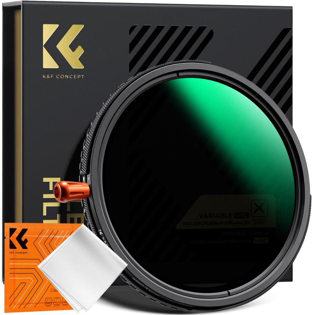 K&F Concept 4-82mm 3-in-1 Filter – ND2-32+CPL+Black Mist 1/4, เคลือบหลายชั้น 28 ชั้น, Nano-Xcel...