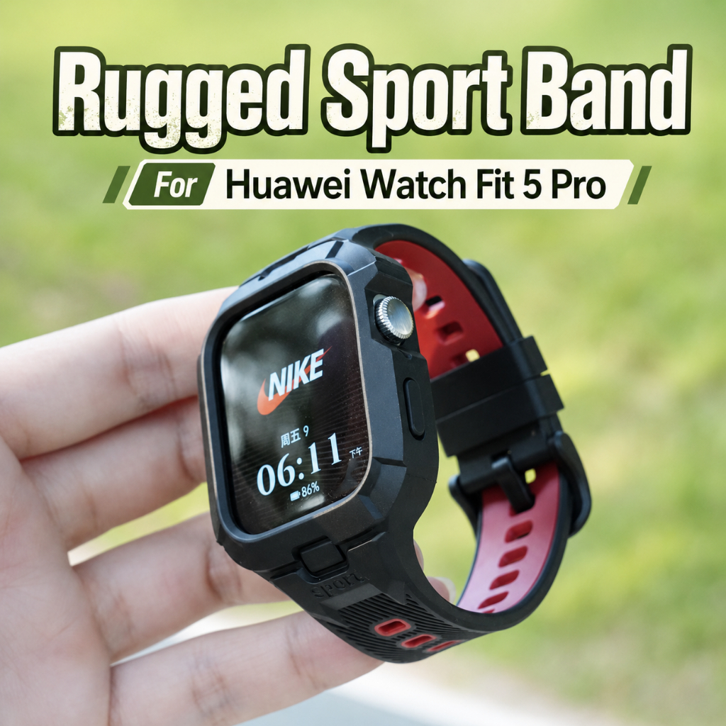 กีฬาสายนาฬิกาซิลิโคนที่ทนทานสําหรับนาฬิกา Huawei Fit 5 Pro Integral สําหรับ Huawei Fit5 Fit4 Fit3 คลุมทั้งหมดป้องกันกรณีเปลี่ยนสายรัดข้อมือสําหรับ Huawei Band 10/8/7