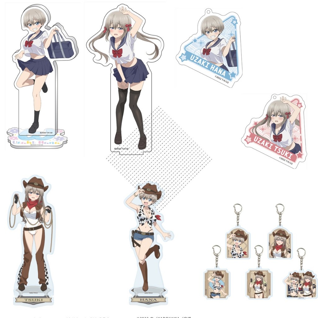 Uzaki-chan ต้องการพวงกุญแจขาตั้งอะคริลิค Hang Out - Uzaki Hana Uzaki Tsuki Anime Merch Collectible