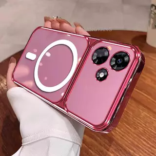 เคสสําหรับ OPPO A6C 4G ขั้นสูงขดลวดแม่เหล็กเคสโทรศัพท์หน้าต่างขนาดใหญ่ซิลิโคนใสป้องกันการตกโทรศัพท์เคสนิ่ม