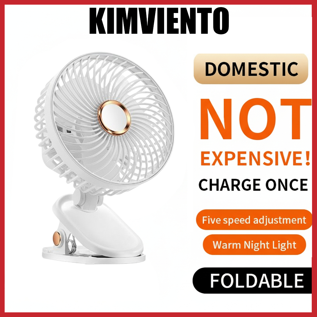KIMVIENTO พัดลมหนีบ พัดลมพกพา 3600mAh ความเร็วลม 4 ระดับ พัดลม usb ตั้งโต๊ะ ไร้สาย