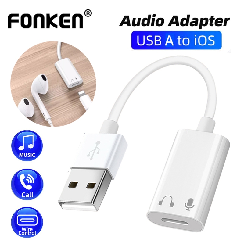 Fonken สายอะแดปเตอร์เสียง USB A ถึง iOS USB ชายเป็น iOS หญิงหูฟัง Converter สําหรับ McBook คอมพิวเตอร์ PC
