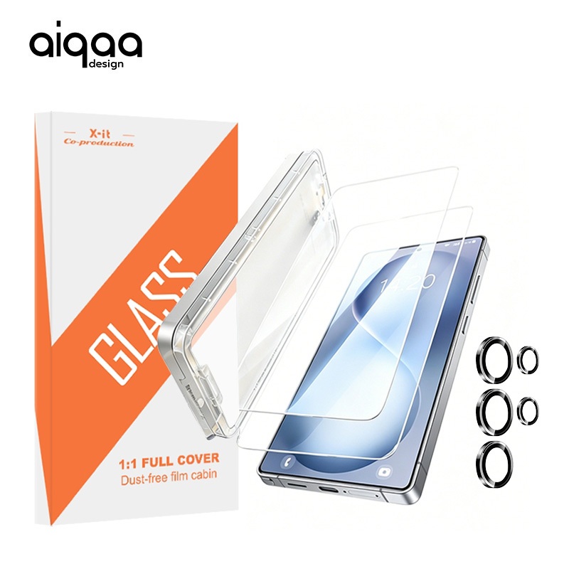 AIQAA สําหรับ Samsung Galaxy S26 25 24 Ultra Screen Protector, One-Pull Easy ติดตั้ง, Smooth, Auto-Align Screen, รองรับปลดล็อคลายนิ้วมือ, แก้ว 9H, ป้องกันรอยขีดข่วน