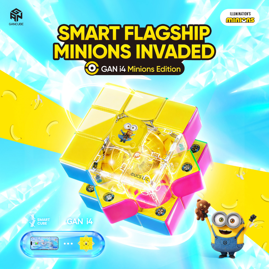 GAN i4 Maglev Minions Edition Smart Cube 3x3 Speed Cube UV เคลือบการแข่งขันออนไลน์ Battle Education ปริศนาของเล่นสําหรับเด็ก