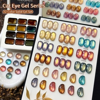 XEIJAYI-Golden Polarized Cats Eye Gel ยาทาเล็บ 12 สี เหมาะสําหรับร้านทําเล็บและของใช้ประจําวัน