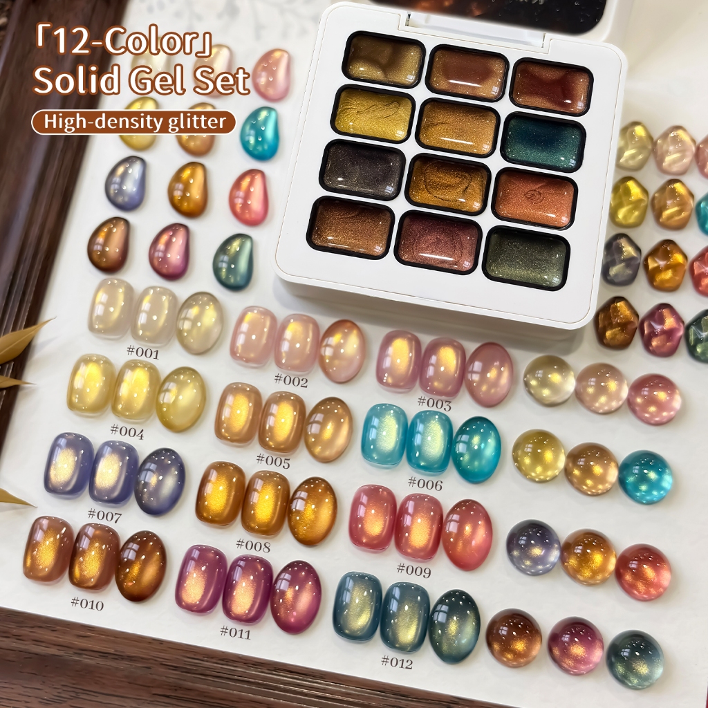 XEIJAYI-Golden Polarized Cats Eye Gel ยาทาเล็บ 12 สี เหมาะสําหรับร้านทําเล็บและของใช้ประจําวัน