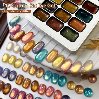 XEIJAYI-Golden Polarized Cats Eye Gel ยาทาเล็บ 12 สี เหมาะสําหรับร้านทําเล็บและของใช้ประจําวัน