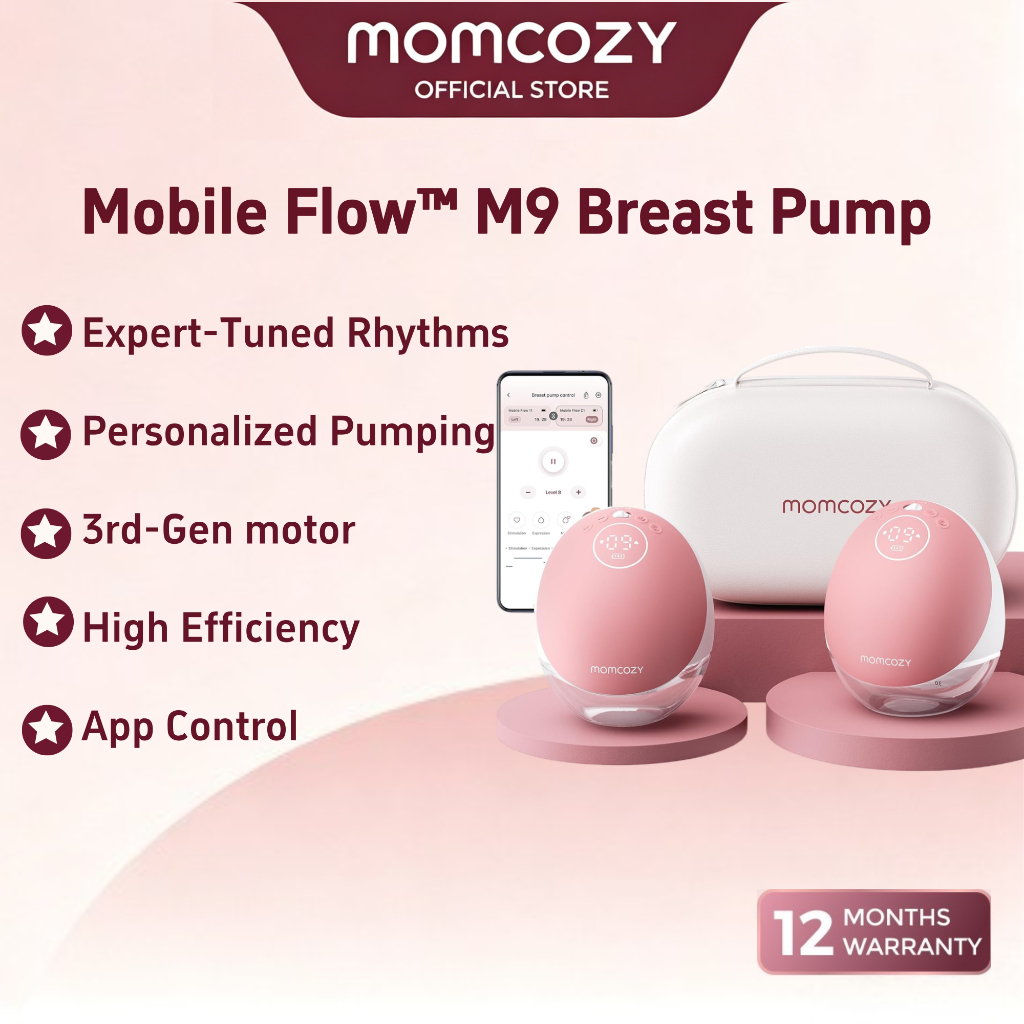 แม่โคซี่ปั๊มนมแฮนด์ฟรีอัพเกรดมือถือไหล | M9, App Discreet Control พร้อมโหมดหลายโหมดส่วนบุคคลและ 15 ระดับ, เครื่องปั๊มนมแบบสวมใส่ได้ 24 มม.
