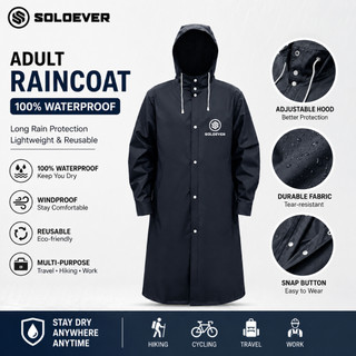 SOLOEVER Raincoat Upgraded Long – Stormproof Waterproof Hooded Rain Coat Lightweight Breathable Rainwear for Riding Commuting Outdoor Unisex