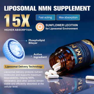 Totaria NMN อาหารเสริม 1000mg, 14-in-1 Liposomal NMN Resveratrol Complex พร้อม CoQ10, TMG, Quercetin, ALA, PQQ, รองรับระดับ NAD, Energy & Aging สุขภาพดี