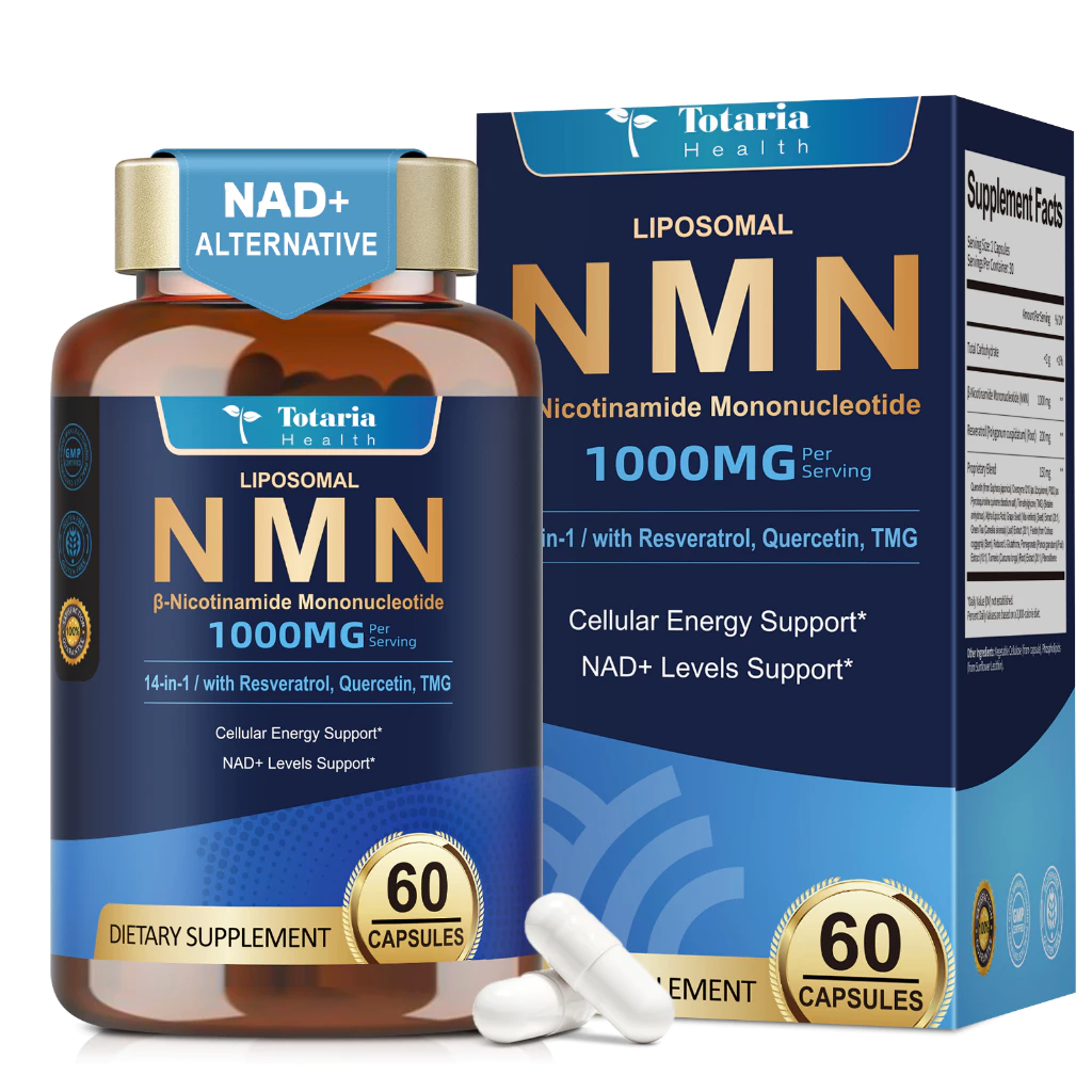 Totaria NMN อาหารเสริม 1000mg, 14-in-1 Liposomal NMN Resveratrol Complex พร้อม CoQ10, TMG, Quercetin, ALA, PQQ, รองรับระดับ NAD, Energy & Aging สุขภาพดี