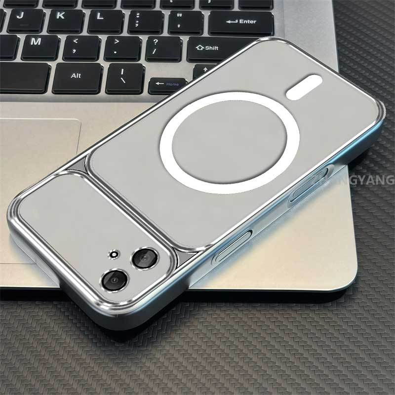 เคสสําหรับ Samsung A05 A04 A04E ขั้นสูงขดลวดแม่เหล็กเคสโทรศัพท์หน้าต่างขนาดใหญ่ซิลิโคนใสป้องกันการตกโทรศัพท์เคสนิ่ม