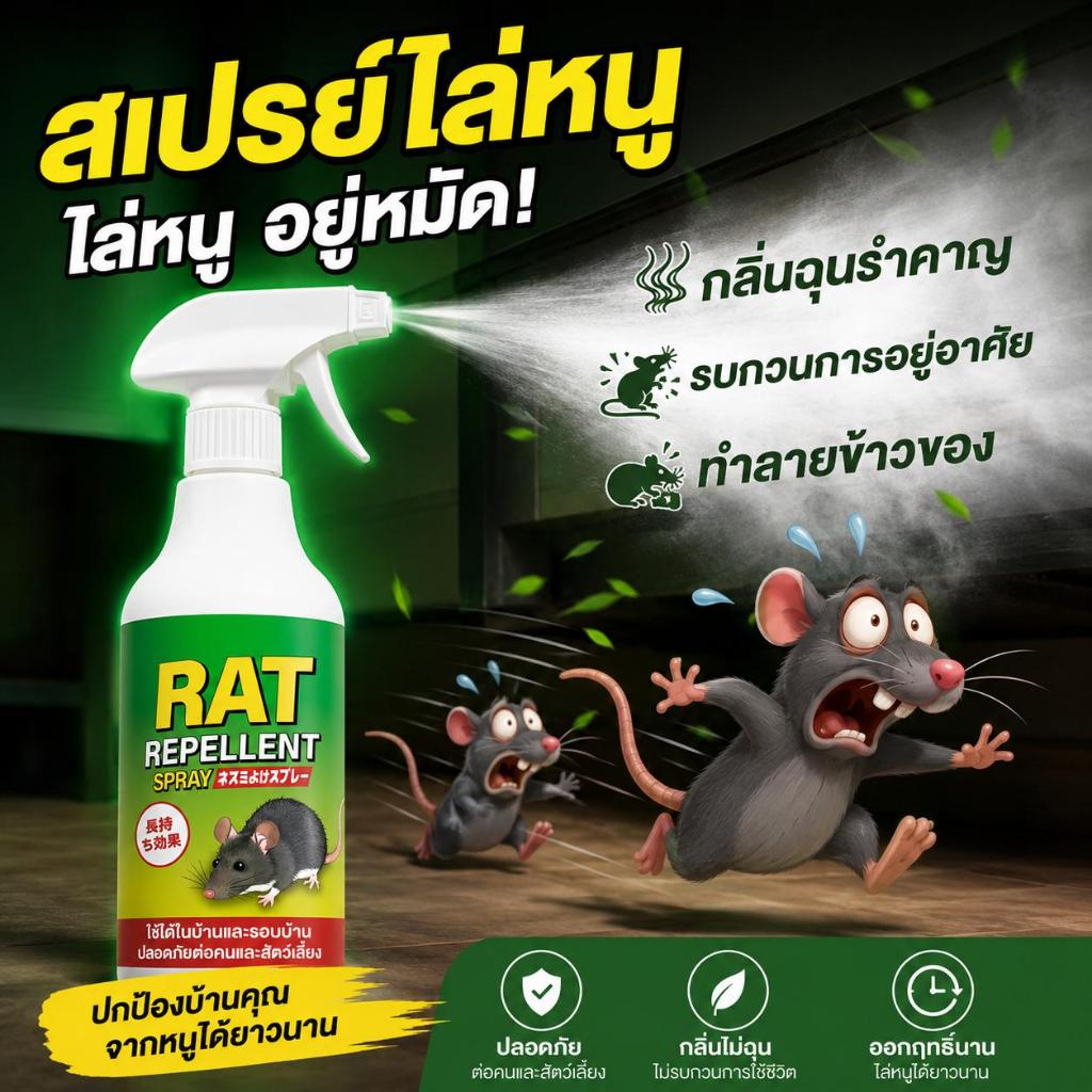 🐭หนูไม่กล้ากลับมาอีก🐭 สเปรย์ไล่หนู น้ำยาไล่หนู น้ำยาไล่หนูในรถยนต์ 510ml สเปรย์ไล่หนูในบ้าน ไล่หนู ยาไล่หนู เครื่องไล่หนู สารสกัดจากพืช ในห้องเครื่องรถยนต์ ในบ้าน
