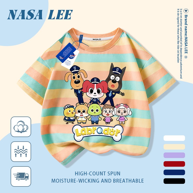 [จัดส่งในวันเดียวกัน] นาซ่า เด็กสีขาวผ้าฝ้ายแท้ระบายอากาศเสื้อยืดการ์ตูนสัตว์แนวโน้มการพิมพ์ 3-16 ปีชายหญิงลําลองแขนสั้น
