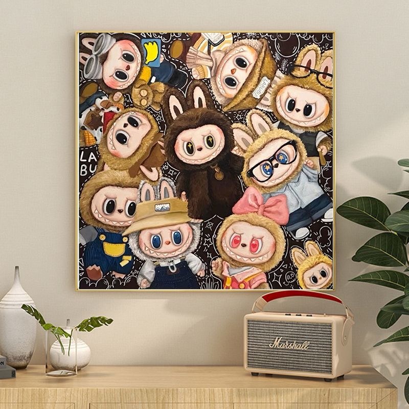 【60x60 cm -11CT】ปักครอสติส2025 ตุ๊กตาการ์ตูนสไตล์รักษาตกแต่งห้องนอนมือเย็บปักถักร้อย