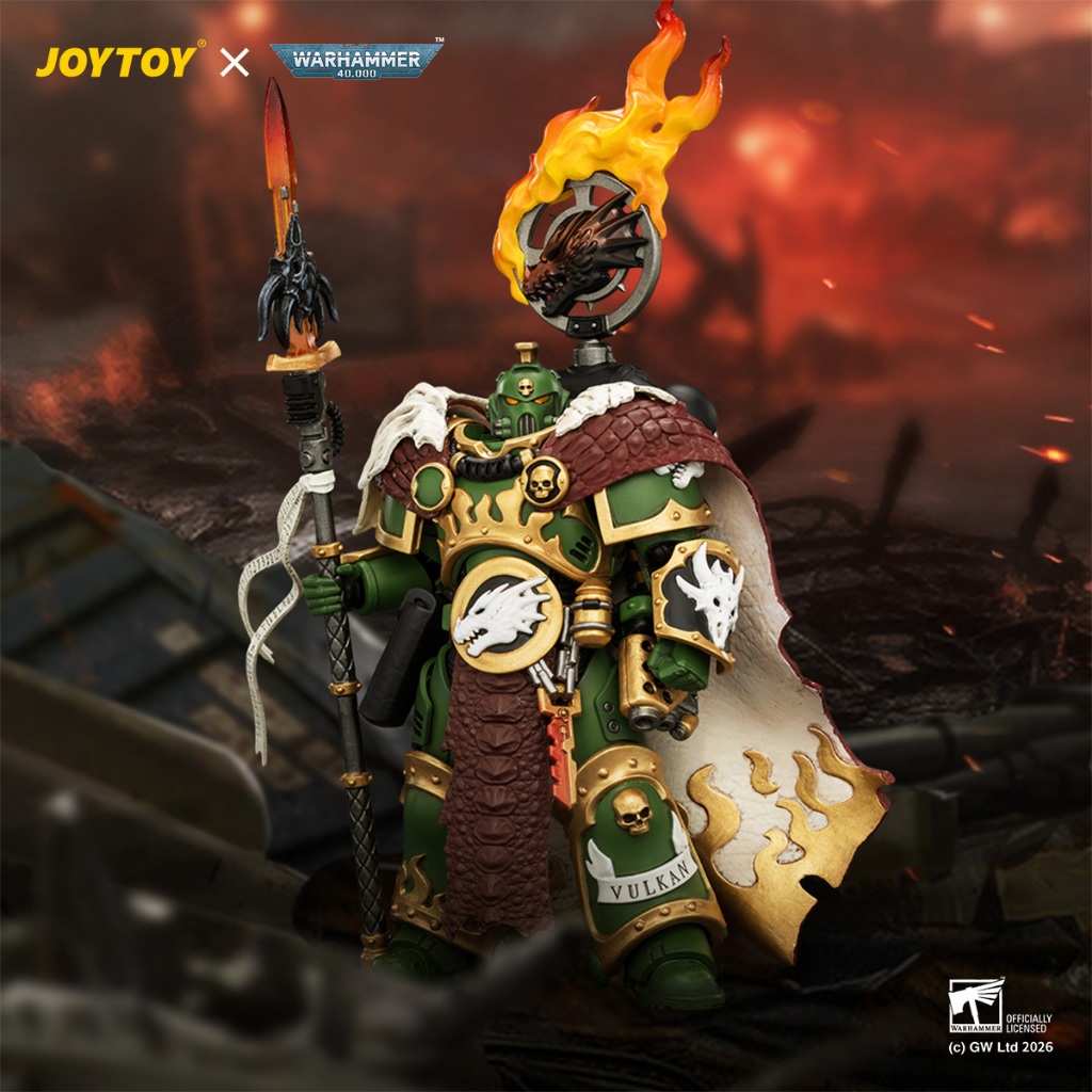 [PRE-ORDERS] JoyToy Toys Warhammer40,000 Salamanders Vulkan Hestan, Forgefather with the Spear of Vu