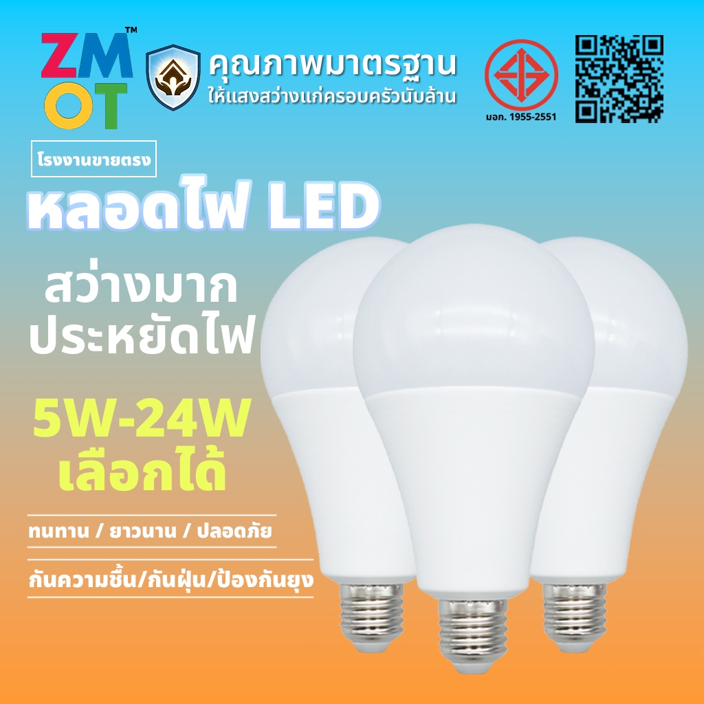 หลอดไฟ LED SlimBulb light 5W 9W 12W 15W 18W 24W ใช้ไฟฟ้า220V หลอดไฟขั้วเกลียว ขั้ว E27