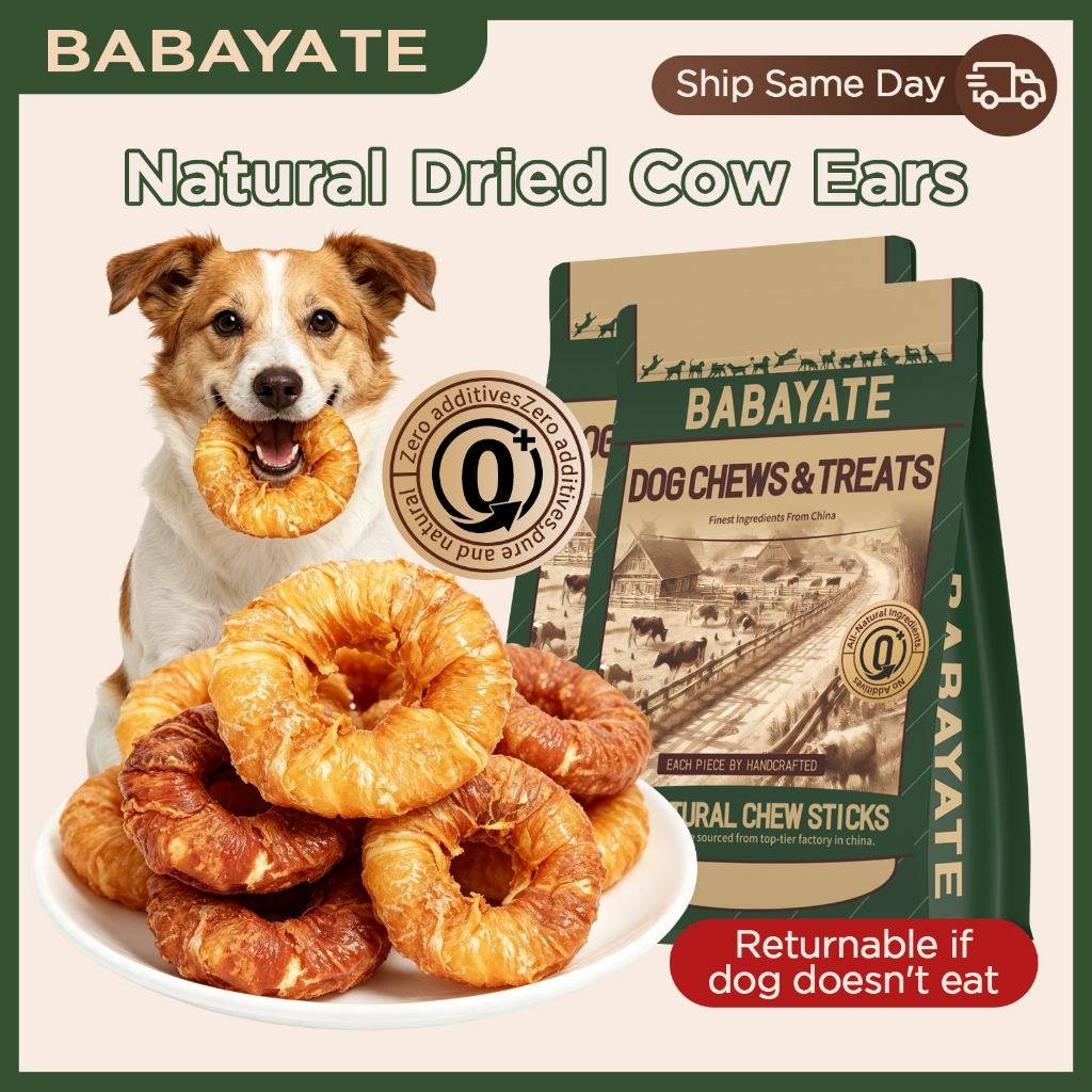 BABAYATE ขนมเคี้ยวม้วนไก่และเป็ดรูปโดนัท – ขนมขัดฟันธรรมชาติทำจากไก่อบแห้งและพันหนังวัว ออกฤทธิ์นาน ช่วยทำความสะอาดฟัน ไม่มีกลิ่น ไม่มีสารเติมแต่ง เหมาะสำหรับสุนัขทุกสายพันธุ์และแมว