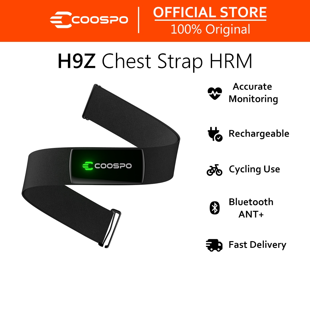 COOSPO เครื่องวัดอัตราการเต้นของหัวใจแบบสายรัดหน้าอกสำหรับปั่นจักรยาน ชาร์จไฟได้ H9Z