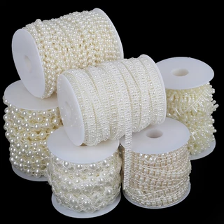 2-10เมตร ABS เลียนแบบลูกปัดมุกโซ่ Trim Garland ดอกไม้ DIY งานแต่งงานตกแต่งเจ้าสาวหมวกหัตถกรรมอุปกรณ์เย็บผ้า
