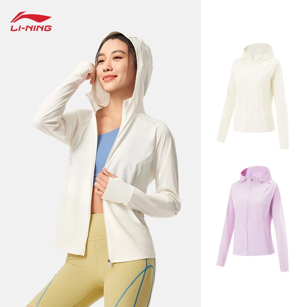 LI-NING เสื้อแจ็คเก็ตสำหรับผู้หญิง ดีไซน์ทันสมัย กันยูวี และเทคโนโลยีทำความเย็น DRY FREEZE