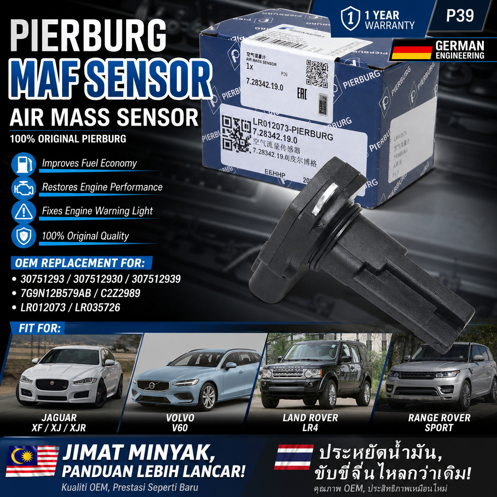 เซ็นเซอร์ MAF สําหรับ JAGUAR XF XJ XJ XJ XJJR VOLVO V60 LR4 RANGE ROVER SPORT 30751293 307512930 307