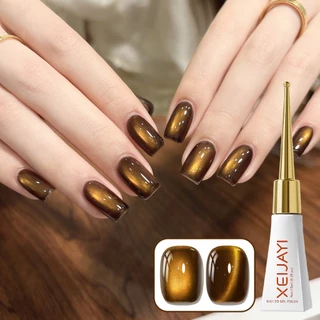 XEIJAYI 10ml-Golden Brown Cat Eye Gel Nail Polish ส่องแสงยาวนานเหมาะสําหรับร้านทําเล็บและใช้ในบ้าน