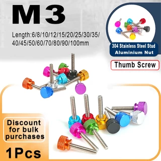 Colourful Knurled Thumbscrew M3 อลูมิเนียม knurled หัวเกลียวสแตนเลส Hand Firming Thumb Screw Bolt