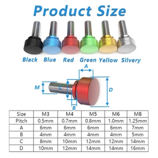 Colourful Knurled Thumbscrew M3 อลูมิเนียม knurled หัวเกลียวสแตนเลส Hand Firming Thumb Screw Bolt