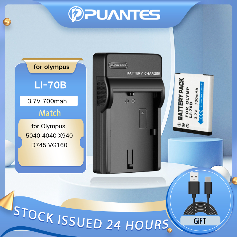 PUANTES LI-70B แบตเตอรี่/ชาร์จสําหรับ olympus LI-70B 5040 4040 X940 D745 VG160