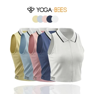 โยคะ ผึ้ง เสื้อกล้ามโปโลสตรีครอปซิปเต็มแขนกุดเสื้อกอล์ฟและเทนนิส 5 สี