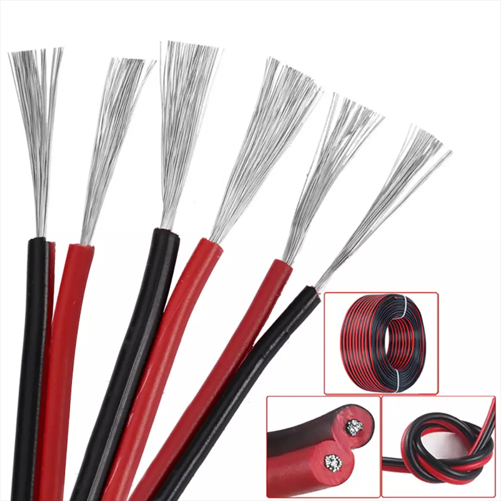 สายไฟ 16AWG/18AWG/20AWG/22AWG ~ 30AWG UL2468 Twin 2-core PVC แบนริบบิ้นดีบุกลวดทองแดง Stranded สาย-2