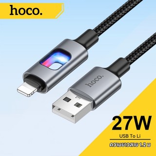 hoco. U144 สายชาร์จไนล่อนเร็ว 60W พร้อมไฟ LED รองรับ PD ชาร์จเร็ว เข้ากันได้ TypeC/IP ถ่ายโอนข้อมูลได้