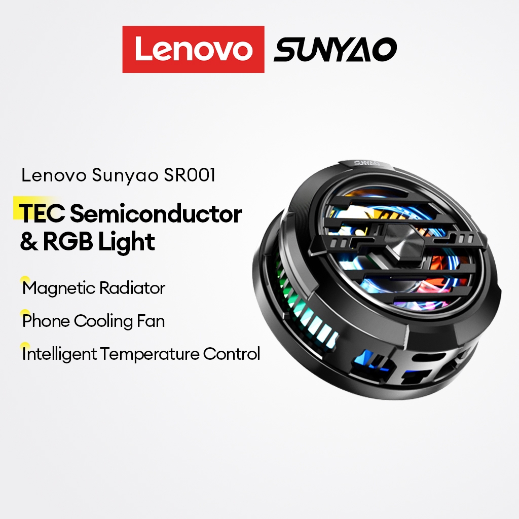 Lenovo Sunyao SR001 Phone Cooler หม้อน้ําแม่เหล็กพัดลมระบายความร้อนโทรศัพท์พร้อม TEC Semiconductor Cooling และ RGB Light
