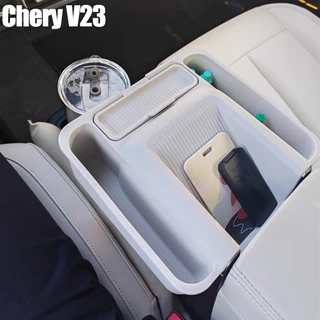 รถที่เท้าแขนกล่องเก็บสําหรับ Chery ICAR V23 รถไร้สายชาร์จ NFC ซิลิโคน Pad กล่องเก็บเงียบ Anti-slip อุปกรณ์เสริมภายใน