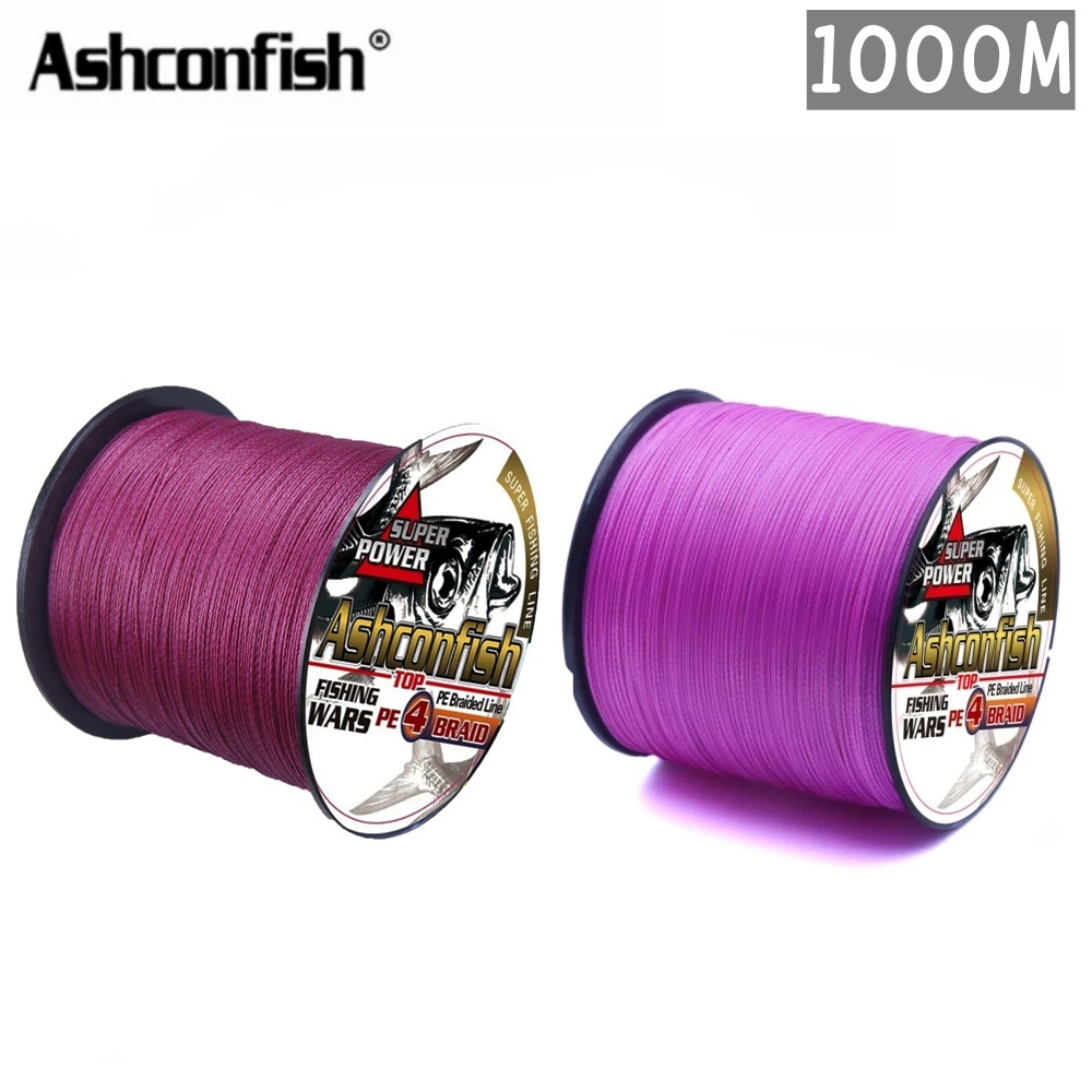 Ashconfish ถัก4 1000 เมตร สายตกปลาถัก Dyneema PE Line X4 สีสีม่วงสีชมพู