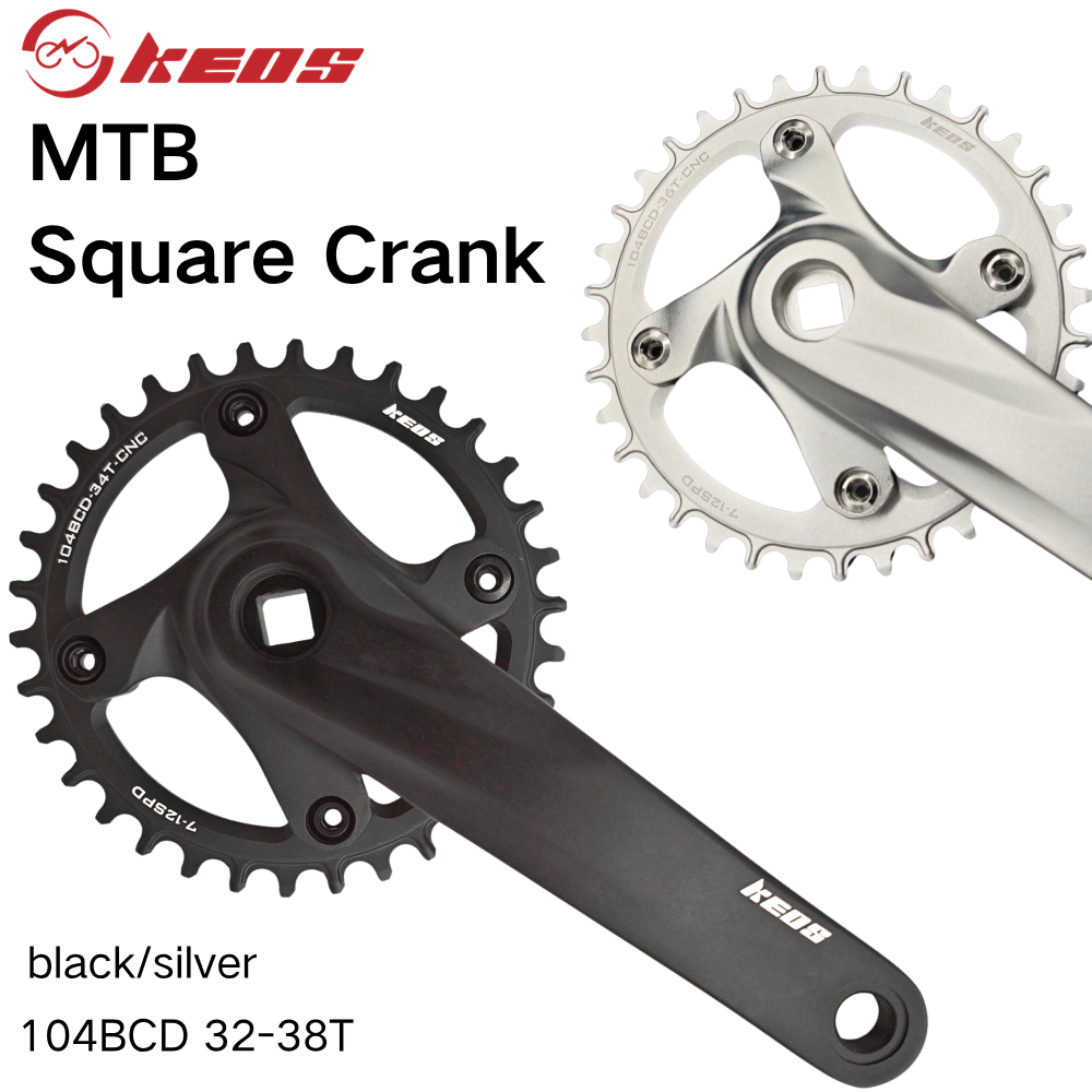 KES Square Crank 104 Bcd เสือภูเขา 170 มม. 32T/34T/36T/38T Chainring อลูมิเนียม