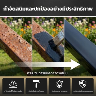 SANQING PAINT 100ปีไม่ขึ้นสนิม สีกัน แห้งเร็ว กันน้ำ กันความชื้น น้ำยาหยุดสนิม ขจัดสนิม น้ำยาขจัด โลหะ สีทา ปร ะตู รั้วเหล็ก รั้วเหล็ก / รั้วเหล็กดัด