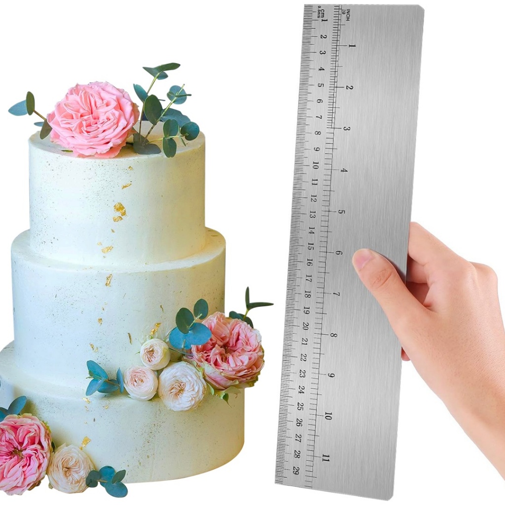 25 ซม./30 ซม./โลหะเค้ก Scraper เค้กสแตนเลส Smoother Buttercream Scraper เครื่องมืออบสําหรับไอซิ่งตกแต่งอุปกรณ์ครัวพร้อม
