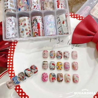 พร้อมส่งในBangkok อุปกรณ์ทําเล็บ 10 ม้วนฟอยล์โอนเล็บ ลายการ์ตูนน่ารัก หรูหรา DIY สติ๊กเกอร์ติดเล็บ สําหรับเจลและยาทา ฟอยล์ลอกลาย ลอกง่าย ใช้คู่กับกาวลอกฟอยล์น้า
