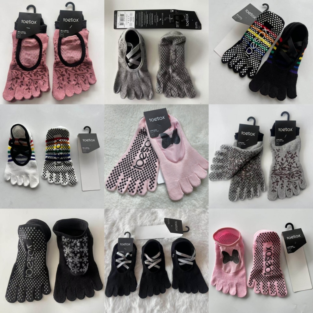 Toesox x ถุงเท้าโยคะกันลื่นถุงเท้าห้านิ้วพิลาทิสหญิงมืออาชีพใน