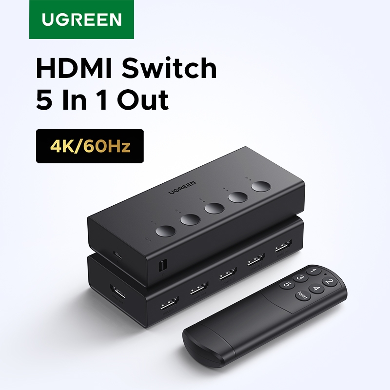 Ugreen 5-in-1 ตัวแยก HDMI 4k 60HZ HDR พร้อมรีโมต สําหรับแล็ปท็อป PS5