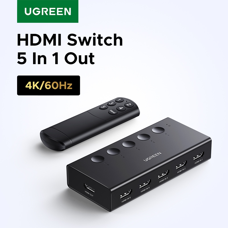 UGREEN 4k 60HZ HDR 5-in-1-out HDMI Splitter พร้อมรีโมทสําหรับแล็ปท็อป PS5 Switch รุ่น