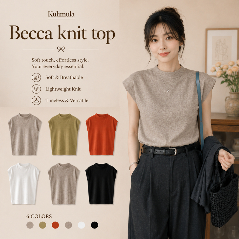 Kulimula Becca knit top เสื้อไหมพรมแขนสั้น ทรงสวย ใส่สบาย ดีไซน์เรียบหรู