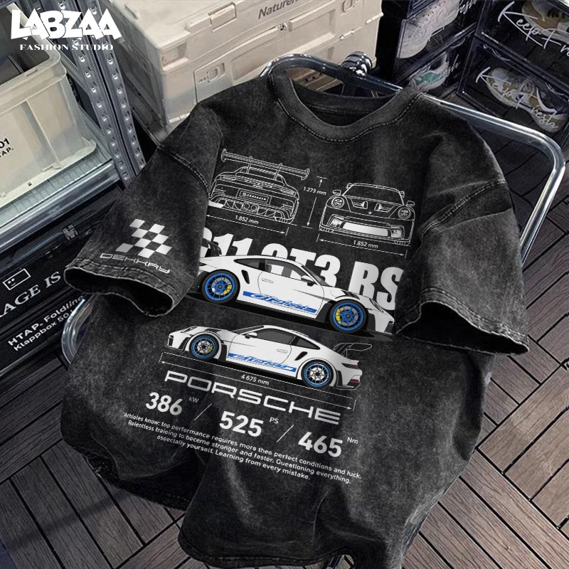 【จัดส่งจากกรุงเทพฯ】LABZAA ทันสมัยและเรียบง่าย วินเทจฟอกน้ำ สามแถบ Oversized โอเวอร์ไซซ์ อ่อนนุ่ม ใส่สบาย ผ้าฝ้าย YG0